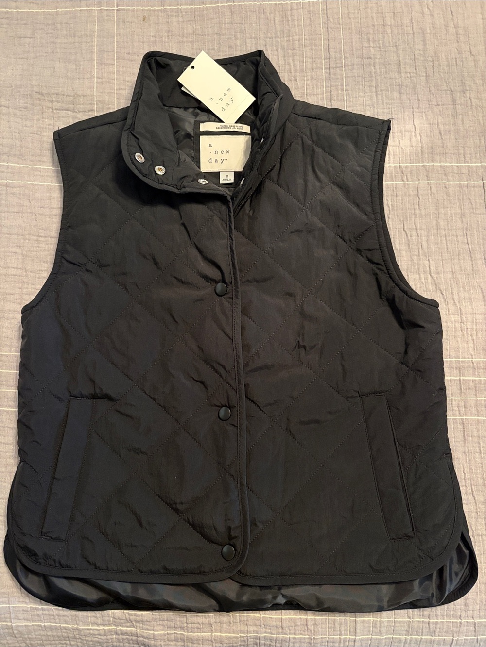 a new day Black Quilted Snap-Front Vest